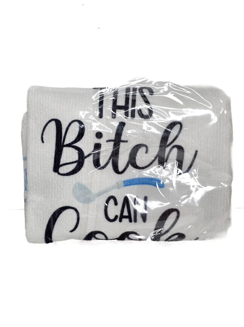White & Blue Funny Text Flour Sack Kitchen Dish Towel Home Decor Accessories